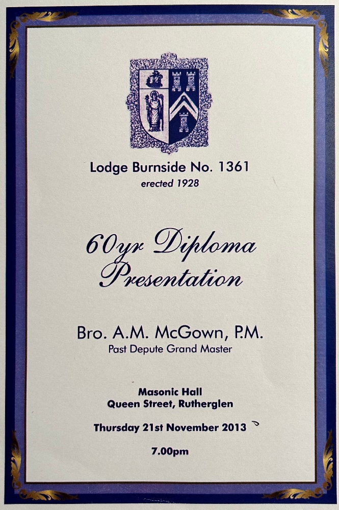 Archie McGown 60th diploma